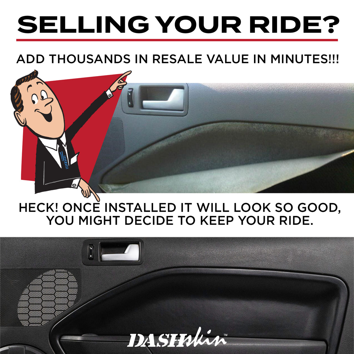 2005-2009 Ford Mustang Molded Door Panel Inserts (Left+Right Pair) - DashSkin
