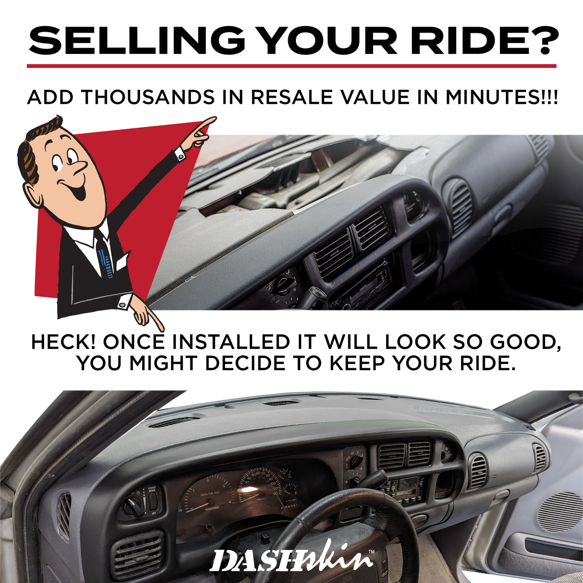 1998-2001 Dodge Ram 1500 (98-02 Ram 2500/3500) Molded Dash Cover - DashSkin